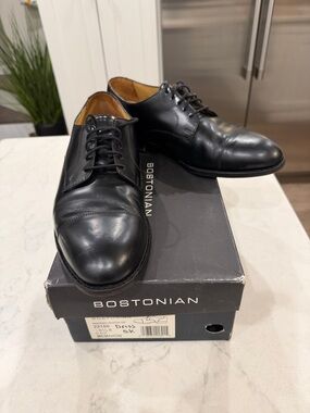 Bostonian Black Leather Cap-Toe Oxford Dress Shoes